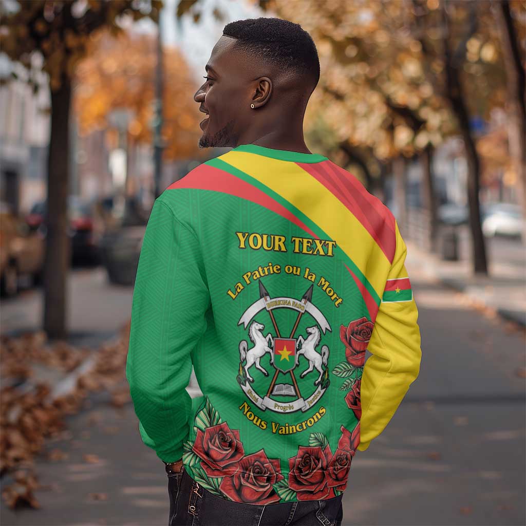Personalized Burkina Faso Sweatshirt White Stallion With Red Rose - Republic Day LT15
