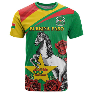 Personalized Burkina Faso T shirt White Stallion With Red Rose - Republic Day LT15
