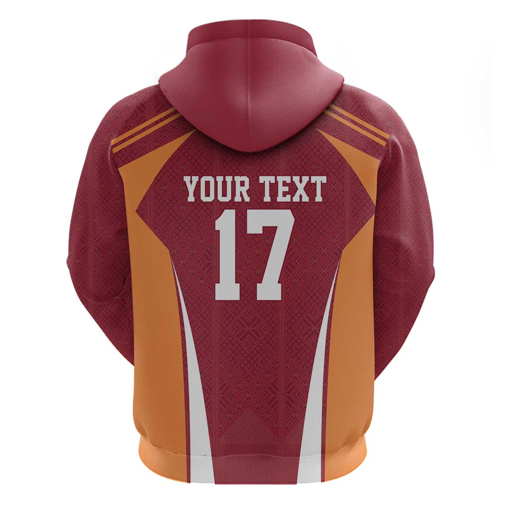 Latvia Football Custom Hoodie Red Latvian Pattern LT17