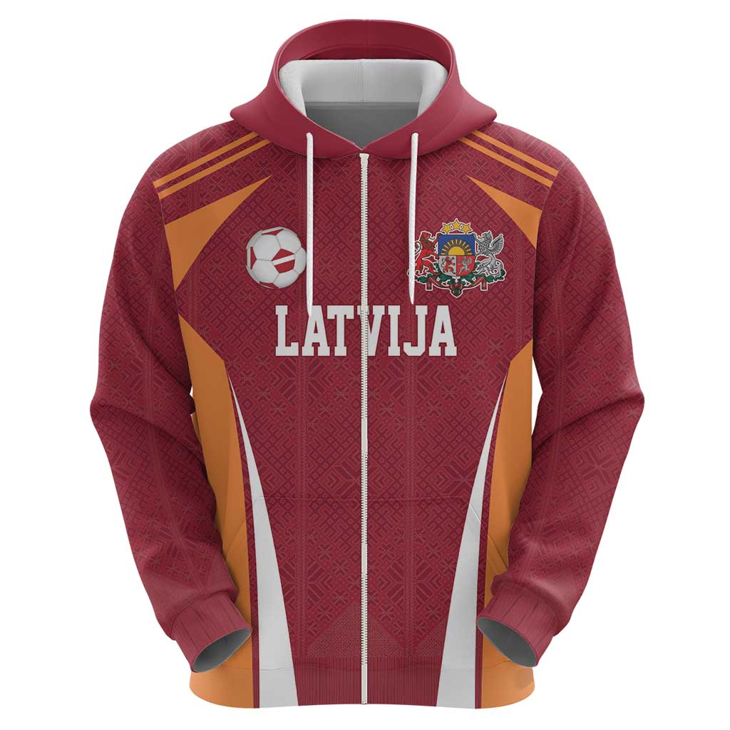 Latvia Football Custom Hoodie Red Latvian Pattern LT17