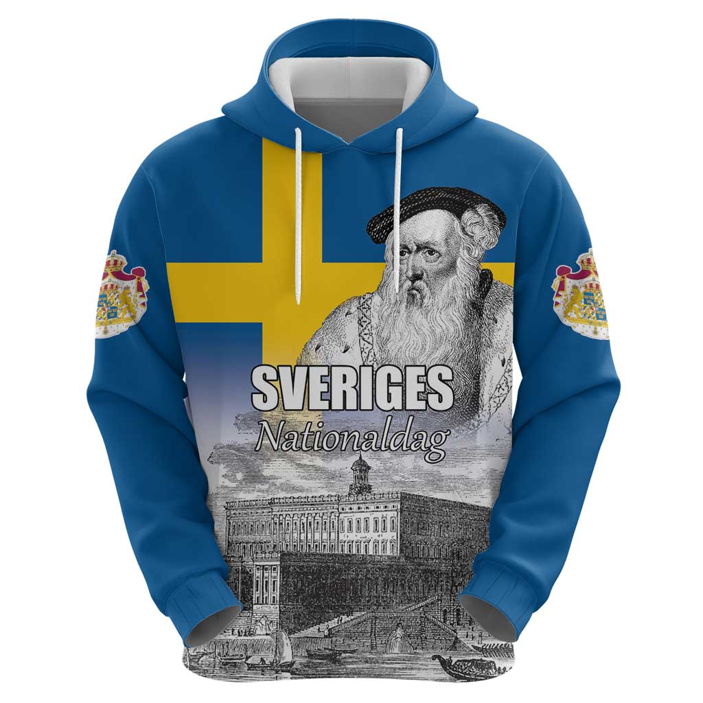 Sweden Sveriges Nationaldag Hoodie King Gustav Vasa with Stockholm Slott LT17
