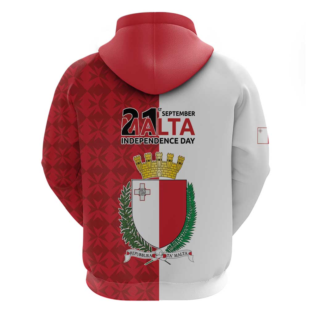 Malta Independence Day Hoodie Flag Style with Coat of Arms LT17