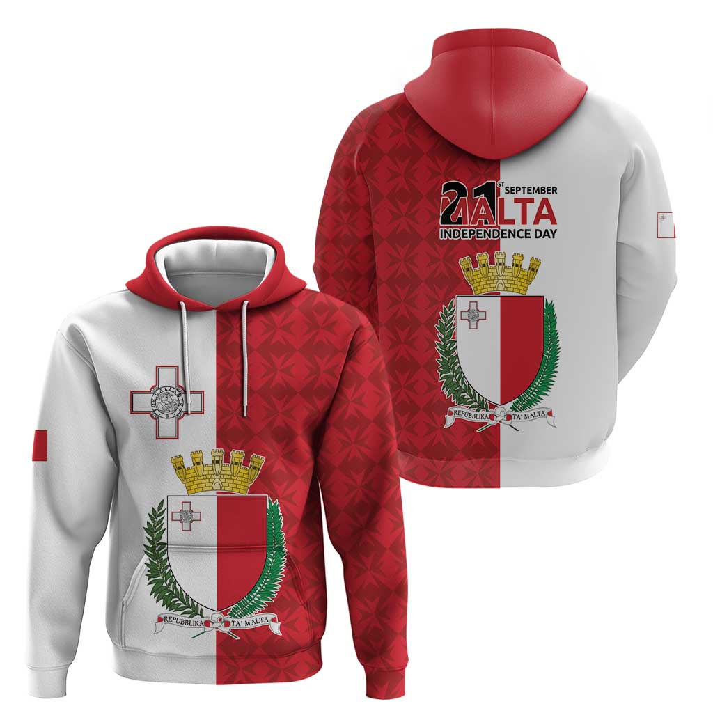 Malta Independence Day Hoodie Flag Style with Coat of Arms LT17