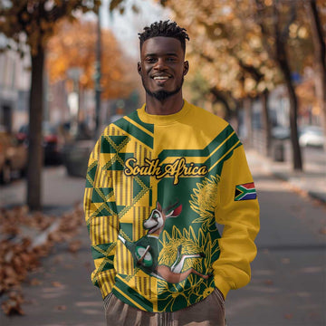 Custom South Africa Rugby Sweatshirt Springboks With Protea Cynaroides LT18