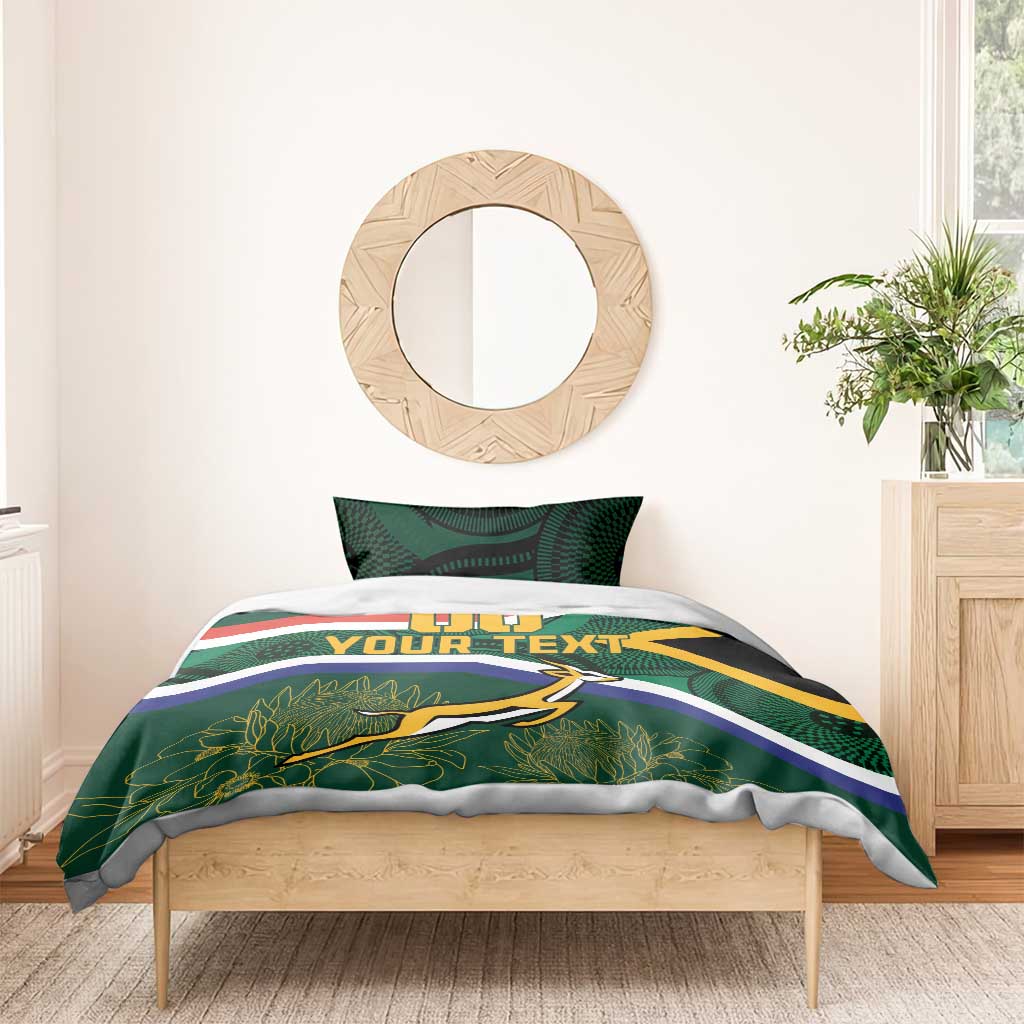 Custom South Africa Rugby Bedding Set Springboks Mascot African Pattern LT18