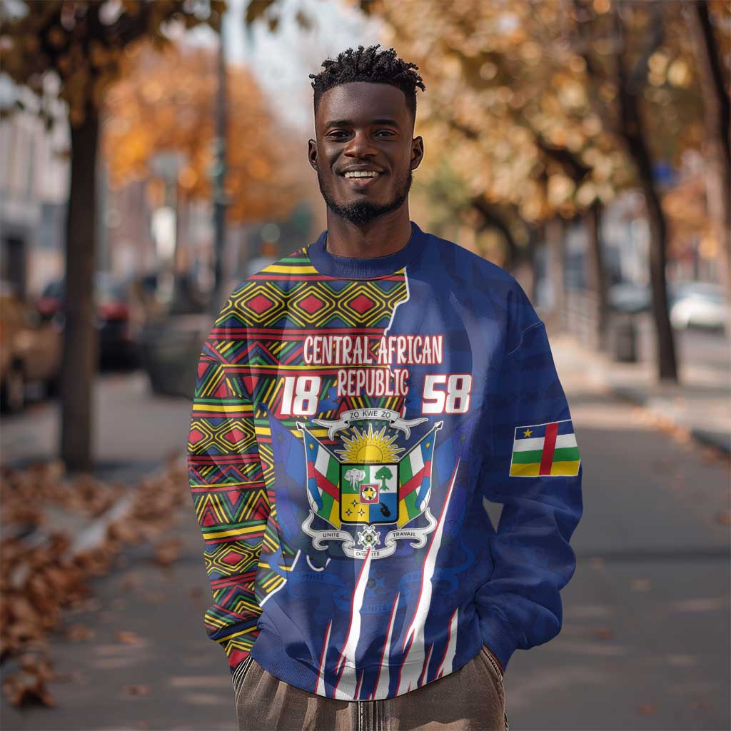 Personalized Central African Republic Coat Of Arms Sweatshirt Kente Pattern LT18