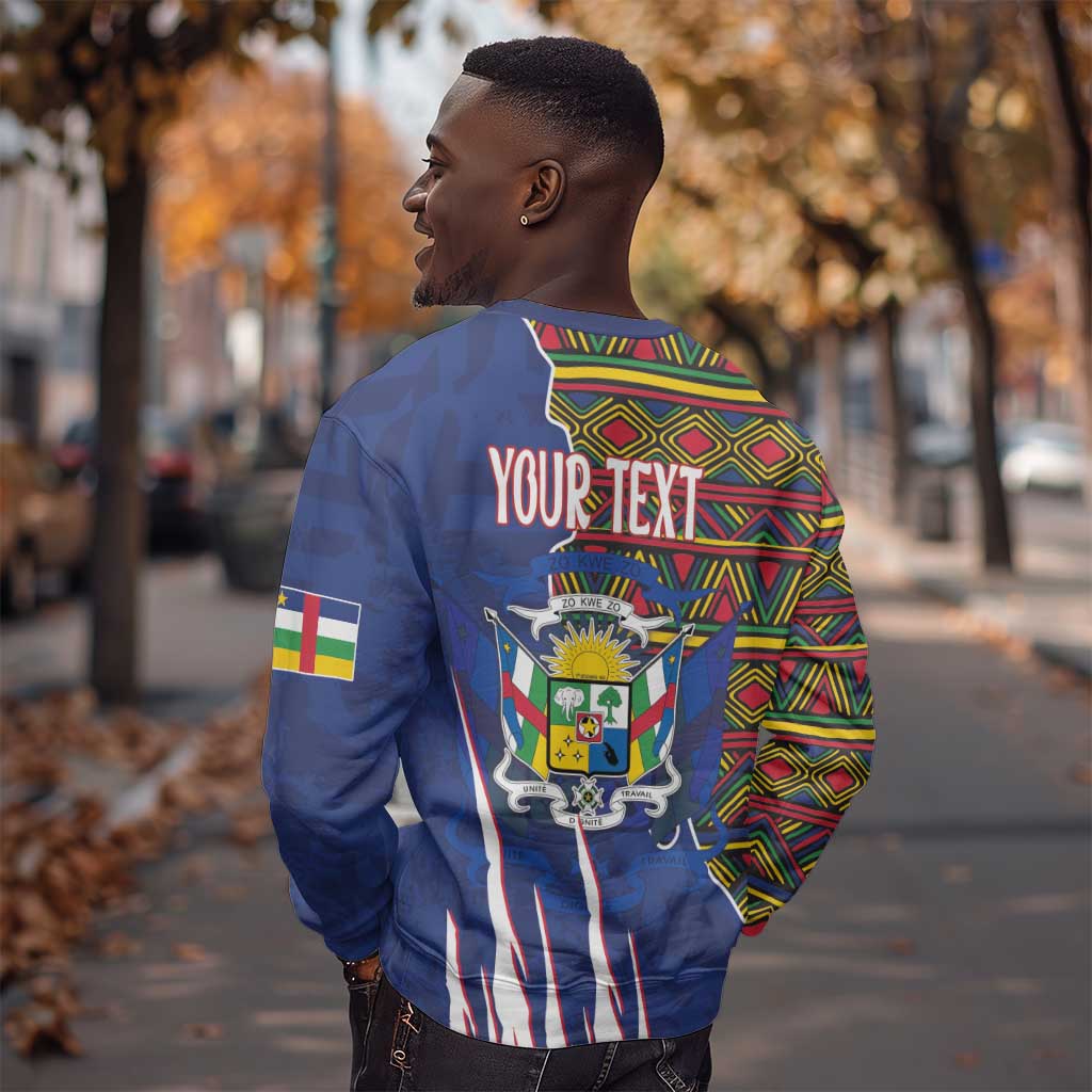 Personalized Central African Republic Coat Of Arms Sweatshirt Kente Pattern LT18
