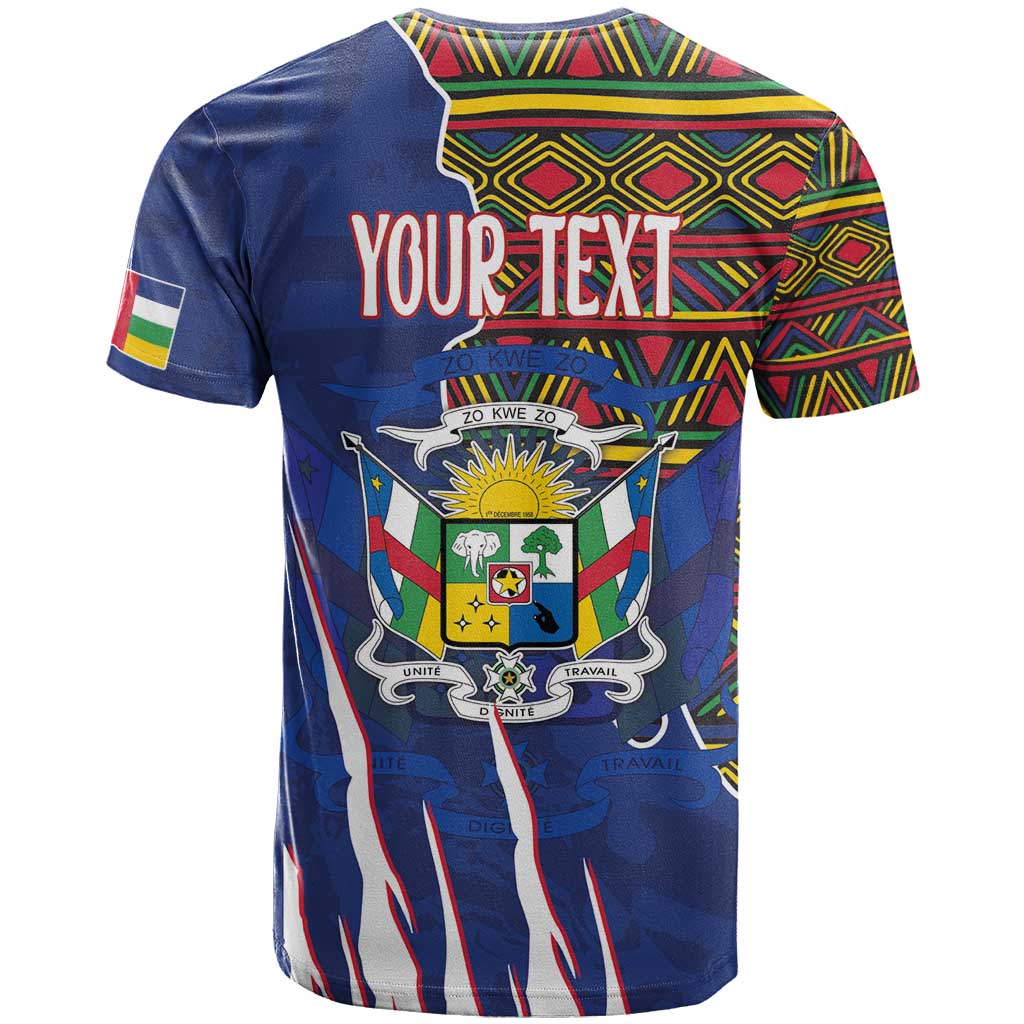 Personalized Central African Republic Coat Of Arms T shirt Kente Pattern LT18