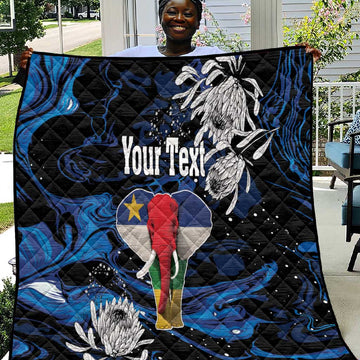 Personalized Central African Republic Quilt Elephant With King Protea LT18