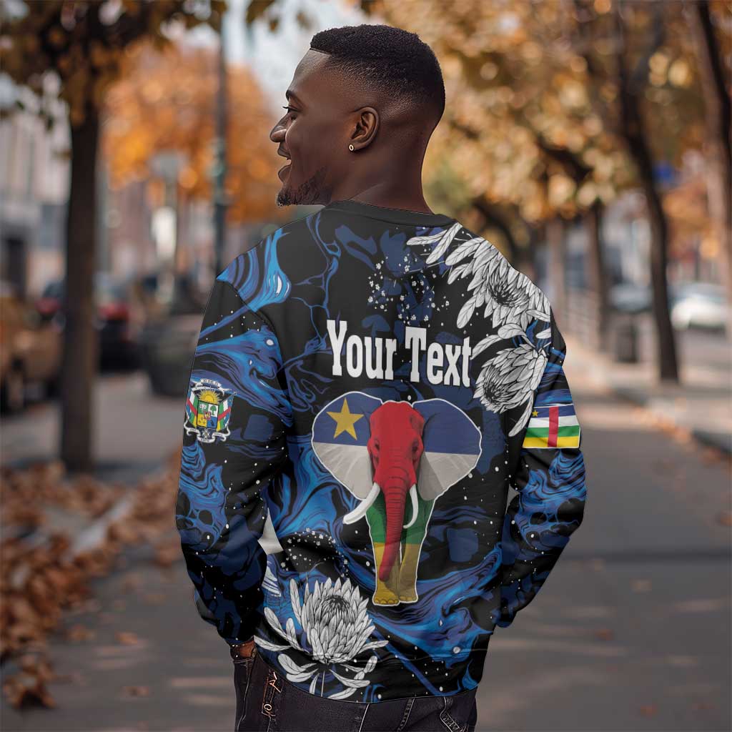 Personalized Central African Republic Sweatshirt Elephant With King Protea LT18