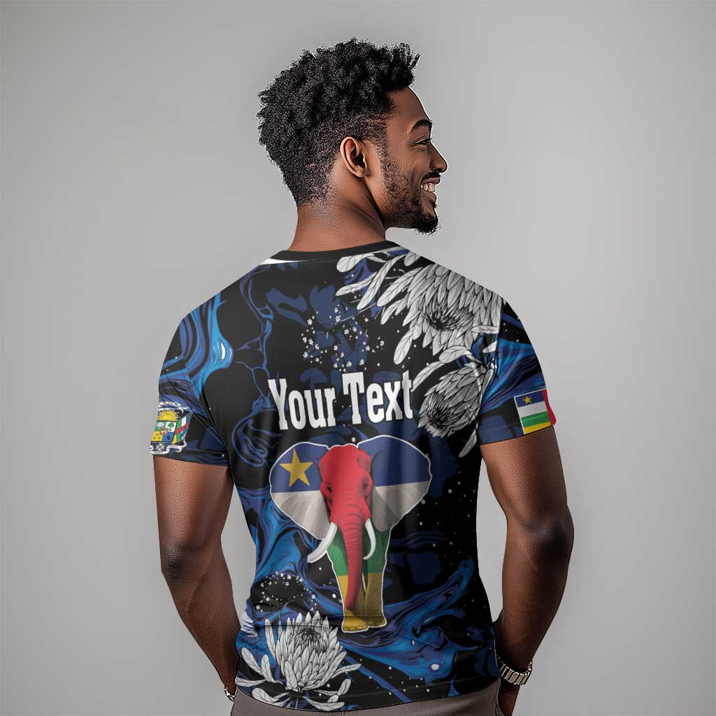 Personalized Central African Republic T shirt Elephant With King Protea LT18