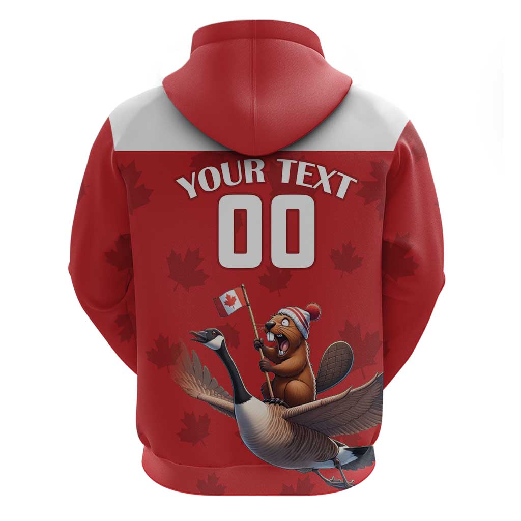 Custom Canada Rugby Hoodie Beaver Riding A Goose LT18
