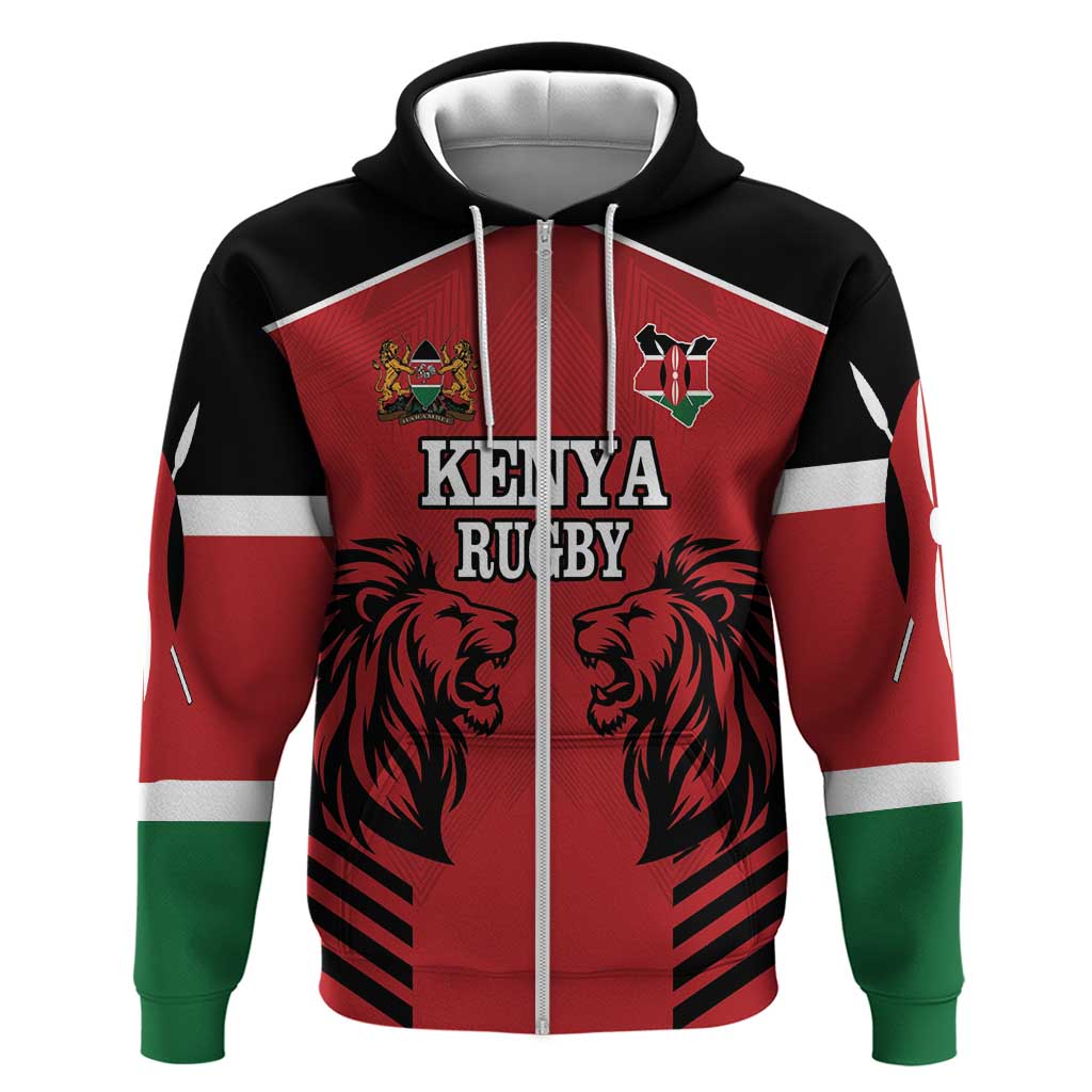 Custom Kenya Rugby Hoodie African Lion Unique Style LT18