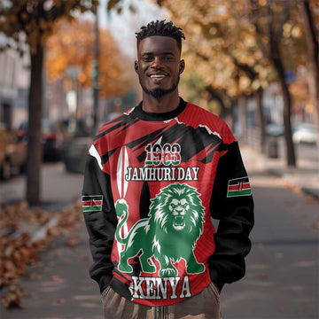 Personalized Jamhuri Day 1963 Sweatshirt Angry Lion With African Shield LT18
