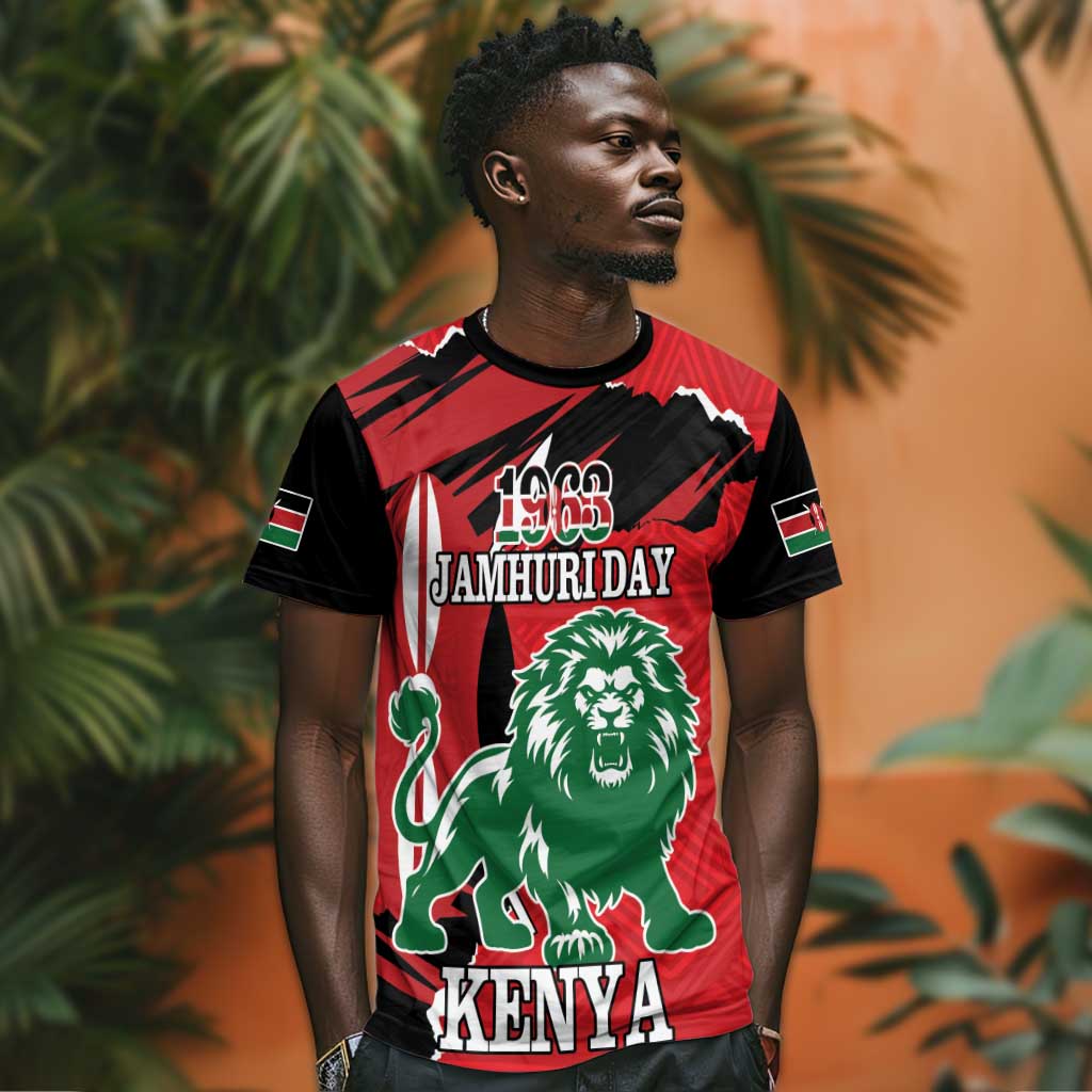 Personalized Jamhuri Day 1963 T shirt Angry Lion With African Shield LT18