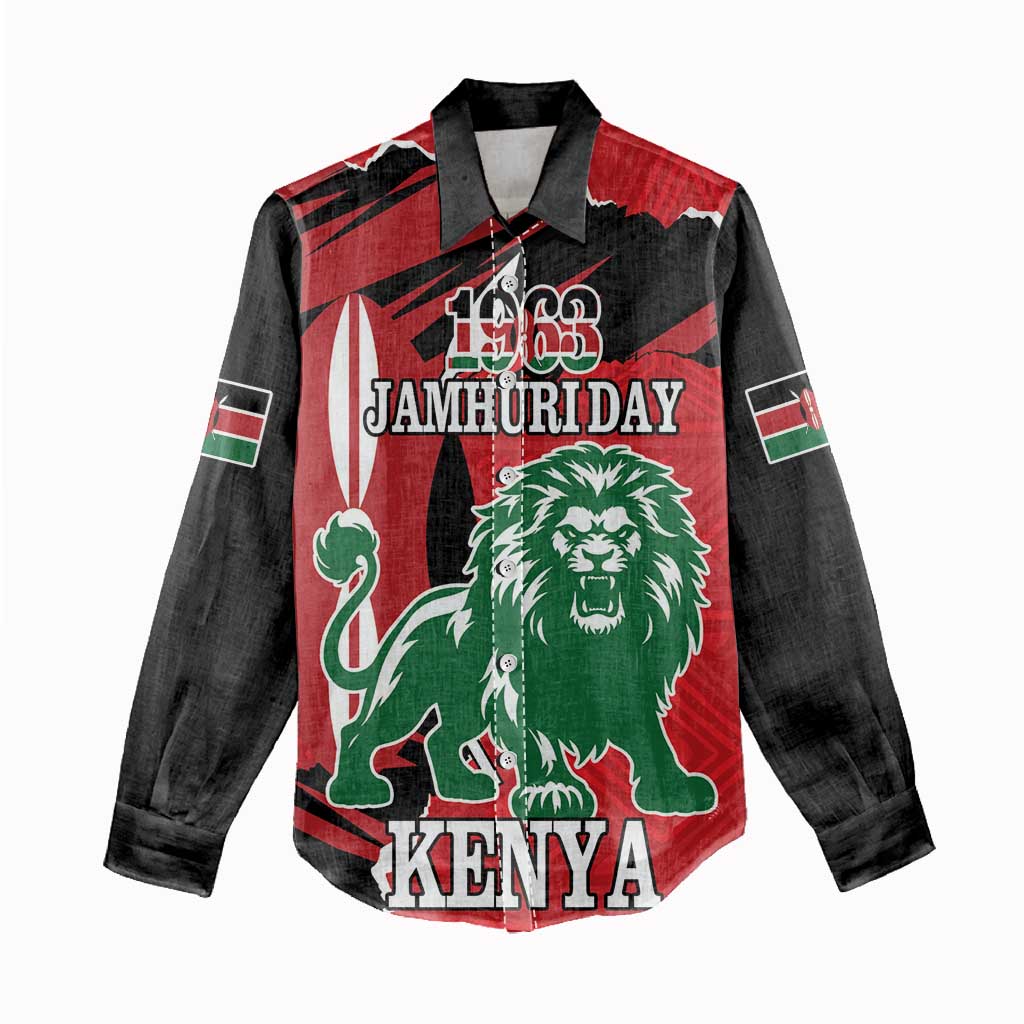 Personalized Jamhuri Day 1963 Women Casual Shirt Angry Lion With African Shield LT18