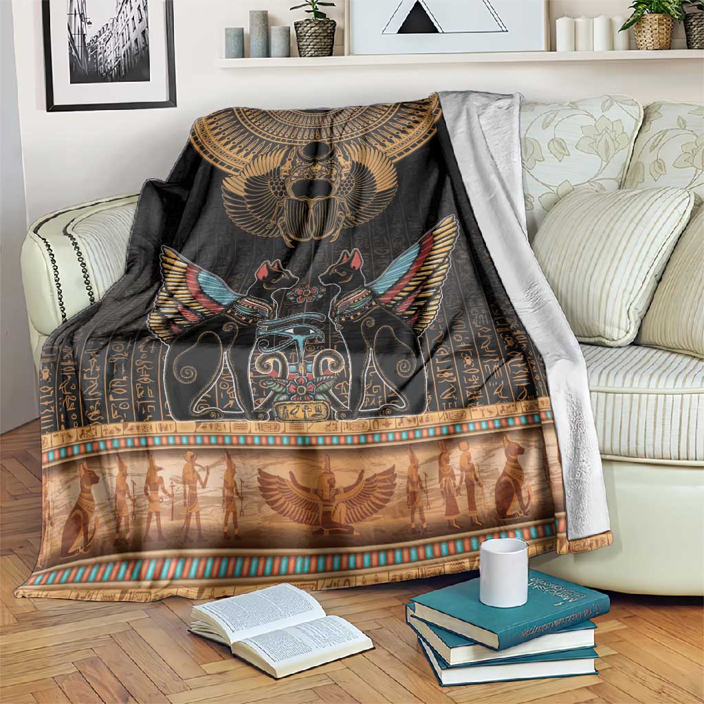 Ancient Egypt Scarab Beetle Blanket Hieroglyphs Alphabet Pattern LT18