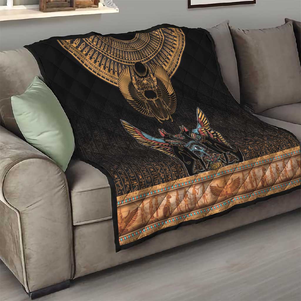 Ancient Egypt Scarab Beetle Quilt Hieroglyphs Alphabet Pattern LT18