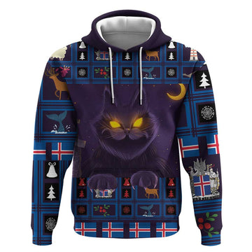 Iceland Christmas Hoodie Yule Cat Christmas Lightning Art LT18
