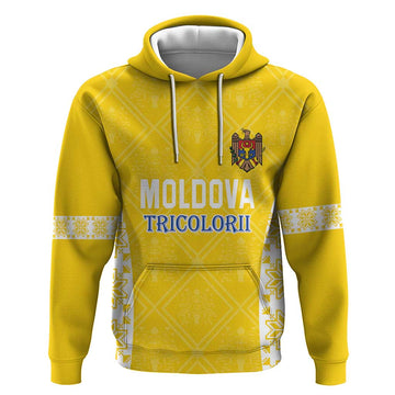 Custom Moldova Football Hoodie Tricolorii Tree Of Life Yellow Version LT18