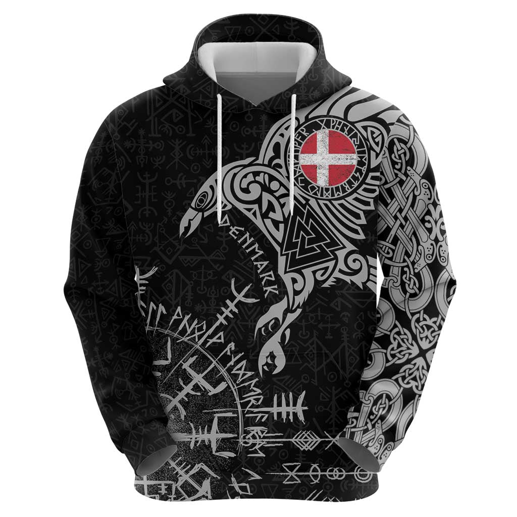 Denmark Viking Ravens Hoodie Vegvisir Runes Pattern LT18