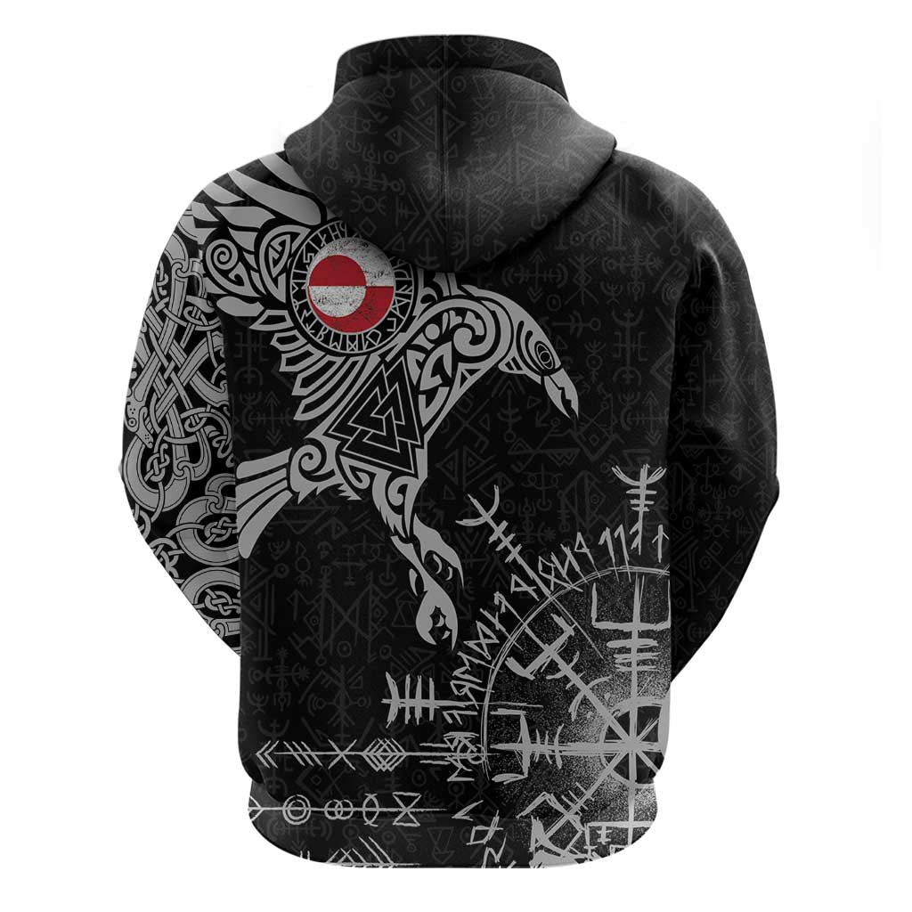 Greenland Viking Ravens Hoodie Vegvisir Runes Pattern LT18