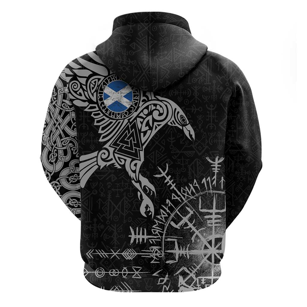 Scotland Viking Ravens Hoodie Vegvisir Runes Pattern LT18