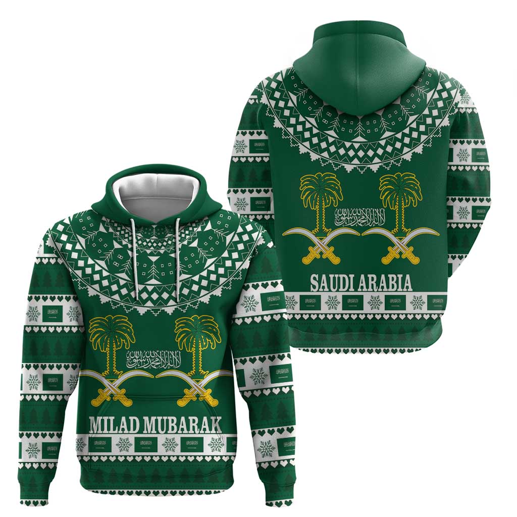 Saudi Arabia Christmas Hoodie Coat Of Arms Milad Mubarak LT18