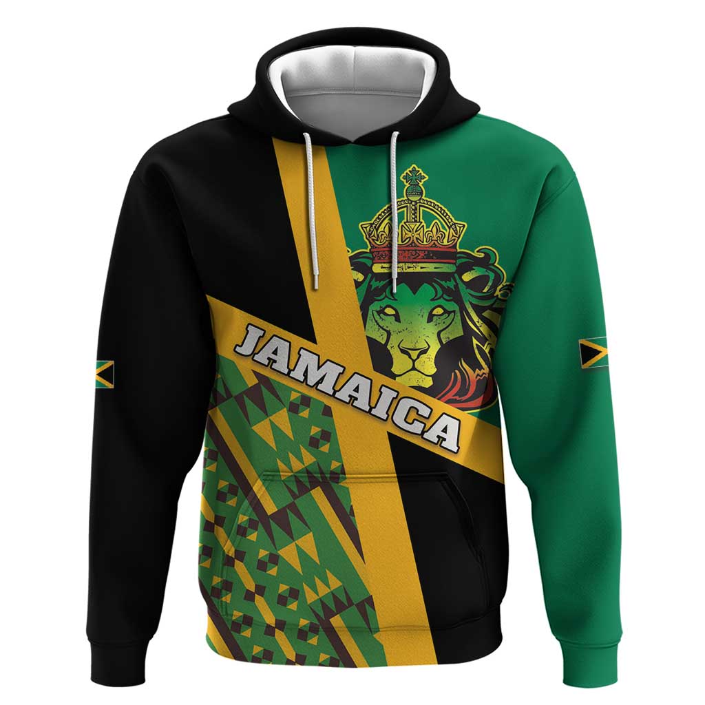 Jamaica Lion Rastafarian Hoodie With Kente Pattern LT18
