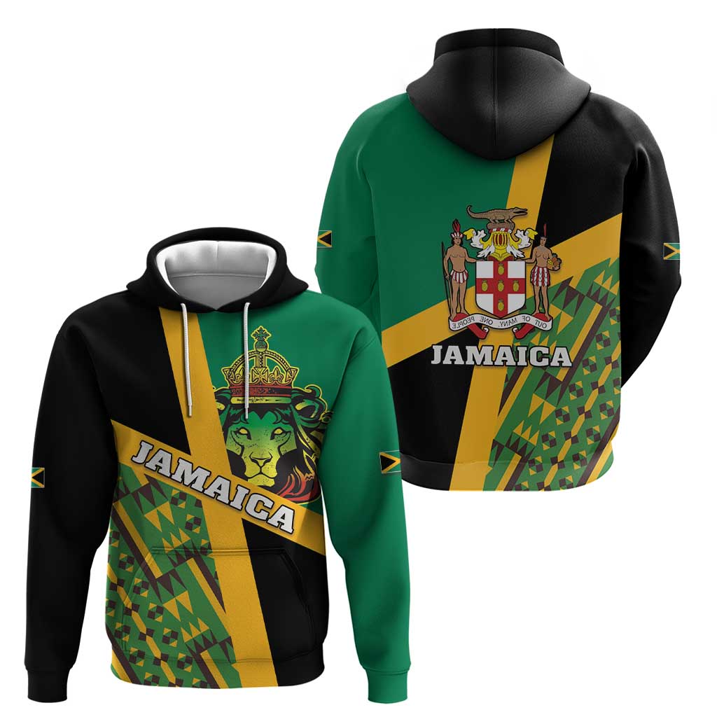 Jamaica Lion Rastafarian Hoodie With Kente Pattern LT18