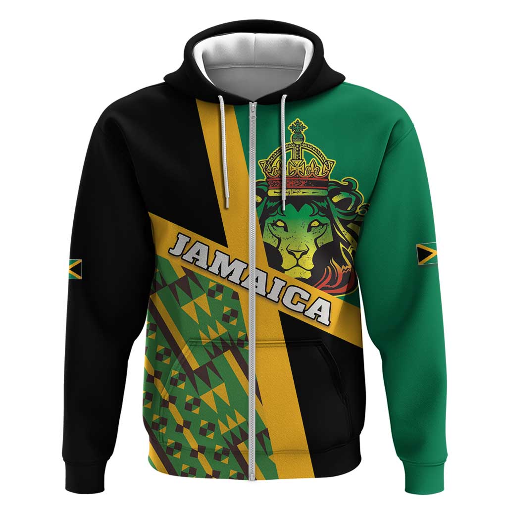 Jamaica Lion Rastafarian Hoodie With Kente Pattern LT18