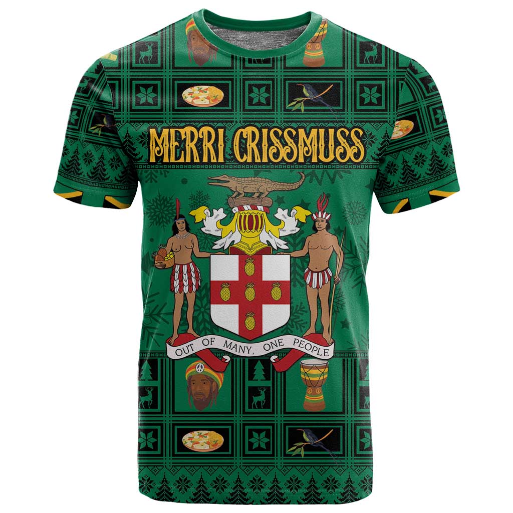 Personalized Afro-Jamaicans Merri Crissmuss T shirt Coat Of Arms - Xmas LT18