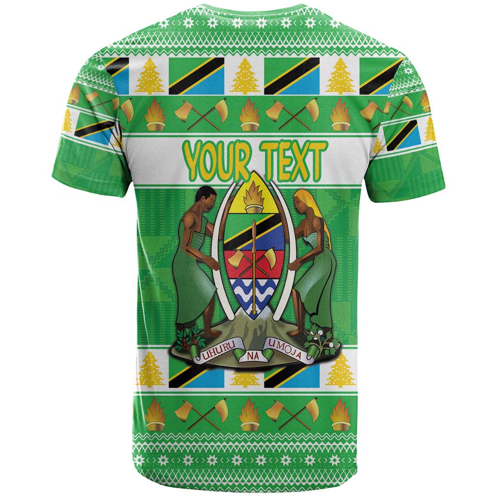 Personalized Afro Tanzania Christmas T shirt Heri ya Krismasi With Coat Of Arms LT18