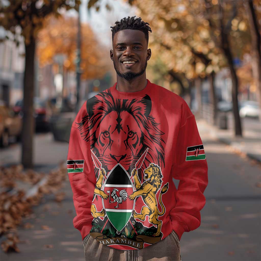 Kenya Sweatshirt Coat Of Arms With Kente Patterns LT18