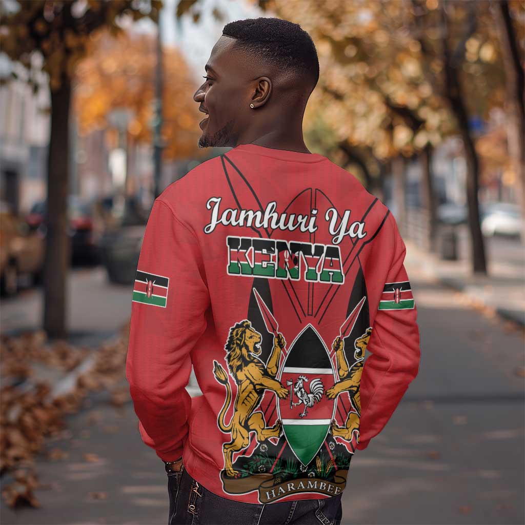 Kenya Sweatshirt Coat Of Arms With Kente Patterns LT18