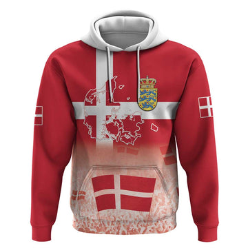 Danish National Flag Day Hoodie Coat Of Arms With Map LT18