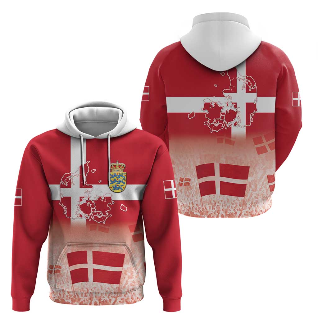 Danish National Flag Day Hoodie Coat Of Arms With Map LT18
