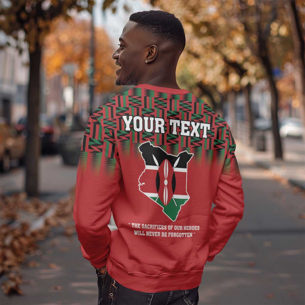 Personalized Afro Kenya Mashujaa Day Sweatshirt Mzee Jomo Kenyatta With Coat Of Arms LT18