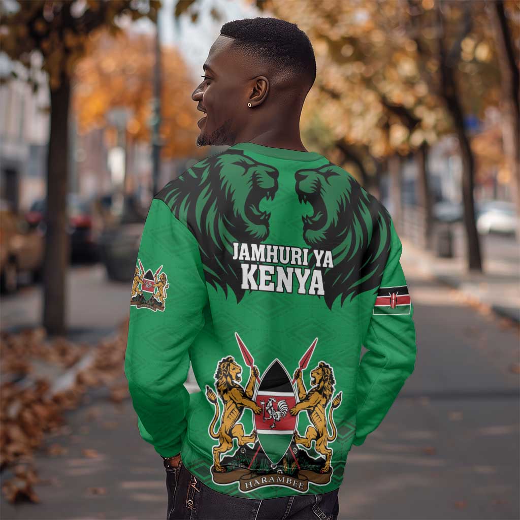 Afro Kenya National Heroes Day Sweatshirt Mashujaa With Lion Head And Coat Of Arms LT18