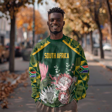 Personalized South Africa With Afro King Protea Sweatshirt Kente Patterns LT18