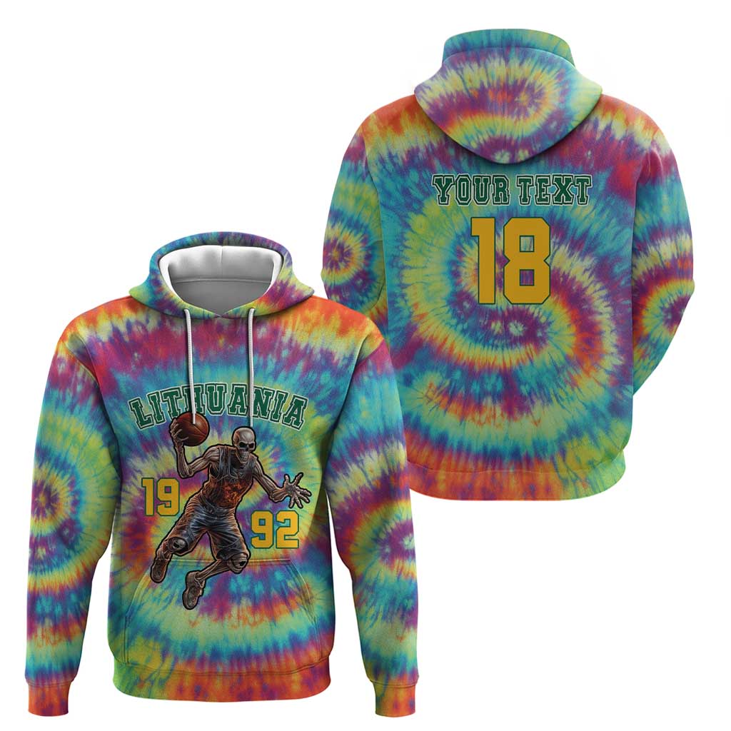Custom Lithuania Basketball Skeleton 1992 Hoodie Tie Dye Pattern LT18
