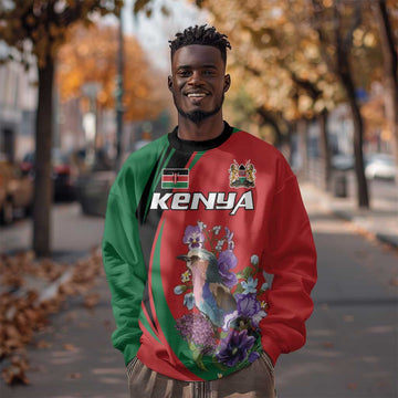 Personalized Afro Kenya Lilac Breasted Roller Sweatshirt With Violet Flowers LT18