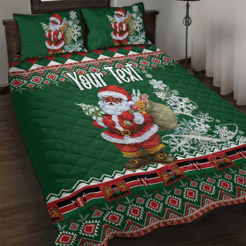 Personalized Afro Kenya Christmas Quilt Bed Set African Santa -  Folk Pattern LT18