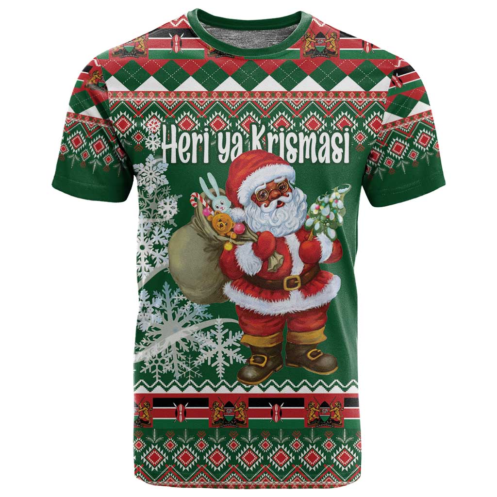 Personalized Afro Kenya Christmas T shirt African Santa -  Folk Pattern LT18