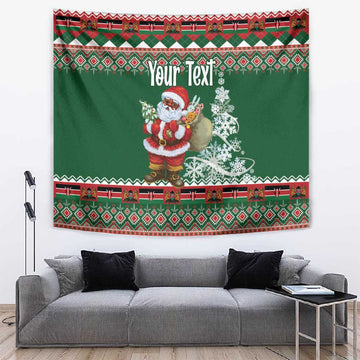 Personalized Afro Kenya Christmas Tapestry African Santa -  Folk Pattern LT18
