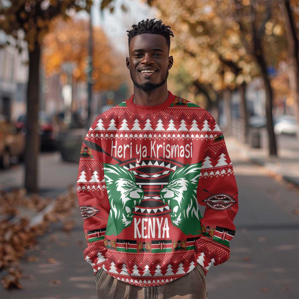 Afro Kenya Christmas Sweatshirt Head Lion - Heri ya Krismasi LT18