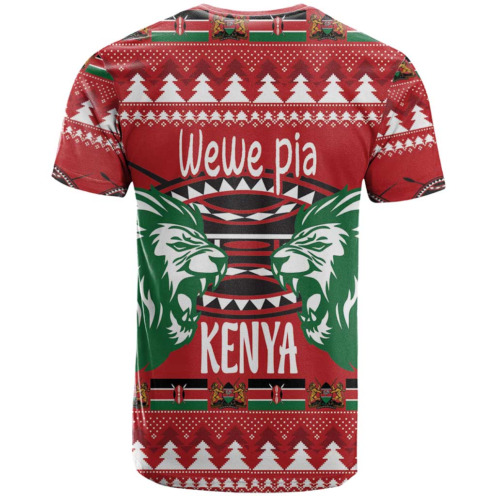 Afro Kenya Christmas T shirt Head Lion - Heri ya Krismasi LT18