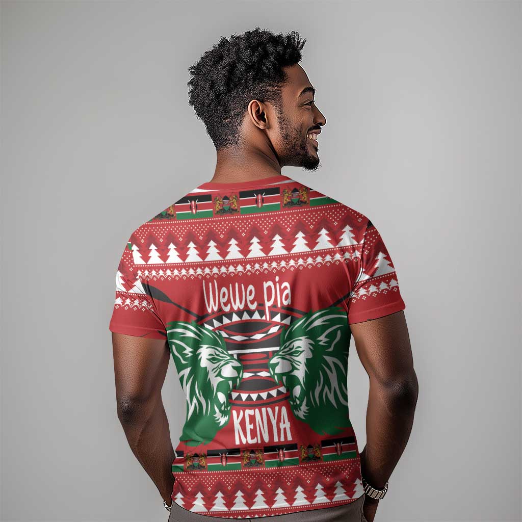 Afro Kenya Christmas T shirt Head Lion - Heri ya Krismasi LT18