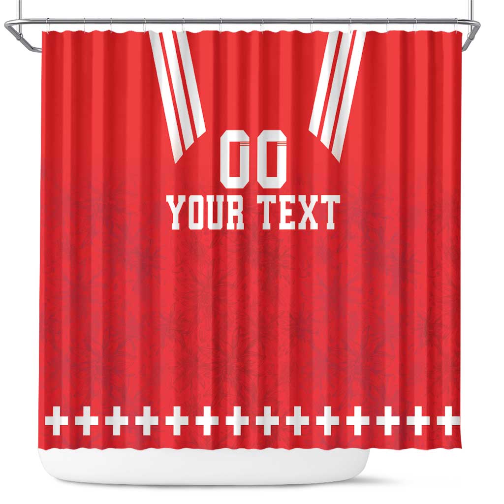 Custom Switzerland Rugby Shower Curtain Edelweis Pattern LT18
