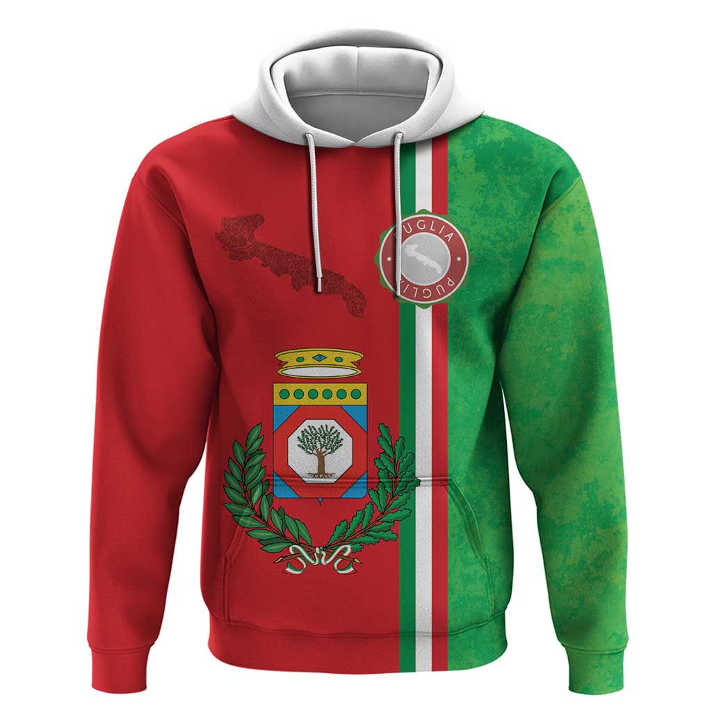 Italy Apulia Hoodie Map Of Apulia With Coat Of Arms LT19